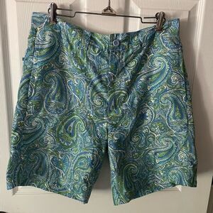 Tighman Active Fit Short in Blue with Green Paisley by Liquid Flow W32